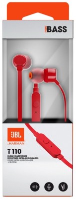 Наушники с микрофоном JBL T110 1.2м красные Наушники с микрофоном JBL T110 1.2м красные