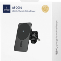Держатель c беспроводной зарядкой в воздуховод WIWU Wi-Q001 15W магнитный черный
