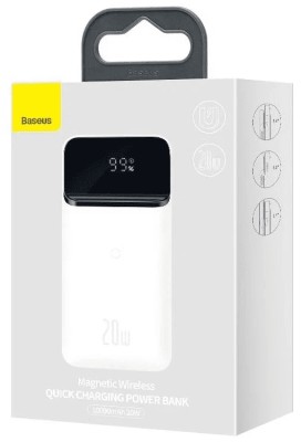 Powerbank с беспроводной зарядкой Baseus Magnetic 1USB/USB-C 10000mAh 20W (PPCX-010202) белый Powerbank с беспроводной зарядкой Baseus Magnetic 1USB/USB-C 10000mAh 20W (PPCX-010202) белый