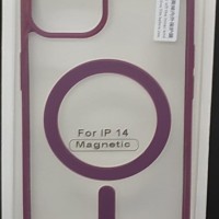 Накладка для i-Phone 14 6.1" Magsafe силикон прозрачный бока бордовая