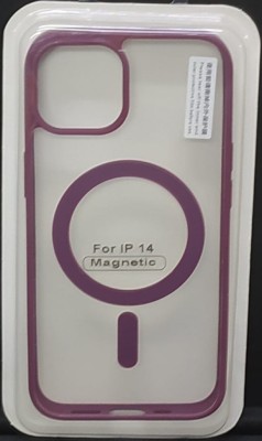 Накладка для i-Phone 14 6.1&quot; Magsafe силикон прозрачный бока бордовая Накладка для i-Phone 14 6.1" Magsafe силикон прозрачный бока бордовая