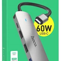 Кабель-переходник Hoco HB27 Type-C на HDMI/USB3.0/USB2.0/USB-C серый