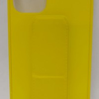 Накладка для i-Phone 12 mini 5.4" кожаная с держателем для руки желтая