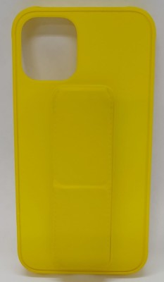 Накладка для i-Phone 12 mini 5.4&quot; кожаная с держателем для руки желтая Накладка для i-Phone 12 mini 5.4" кожаная с держателем для руки желтая