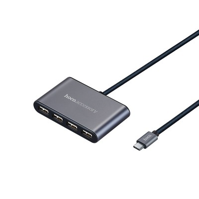 OTG TYPE-C на 4USB HUB2.0 Hoco HB3 серый OTG TYPE-C на 4USB HUB2.0 Hoco HB3 серый