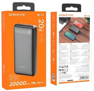 Powerbank Borofone BJ19A 20000mAh 1USB/1C 18W/20W черный Powerbank Borofone BJ19A 20000mAh 1USB/1C 18W/20W черный