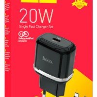 Сетевое зар. устр. Hoco N24 с шнуром Type-C на Type-C 1C 20W черное