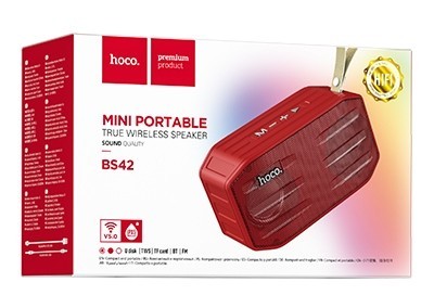 Bluetooth колонка Hoco BS42 BT5.0/500mAh/2ч/5Вт/TF красная Bluetooth колонка Hoco BS42 BT5.0/500mAh/2ч/5Вт/TF красная