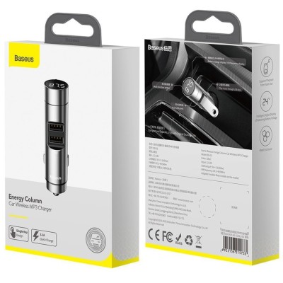 Автомобильное заряд. устр. Baseus Energy Car Wireless 2USB 3.1A Wireless 5.0 CCNLZ-0G серое Автомобильное заряд. устр. Baseus Energy Car Wireless 2USB 3.1A Wireless 5.0 CCNLZ-0G серое