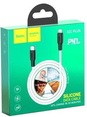 Usb Кабель-зарядка Type-C на Lightning Hoco X21 plus 20W 3A 1M белый Usb Кабель-зарядка Type-C на Lightning Hoco X21 plus 20W 3A 1M белый