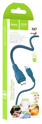 Usb Кабель-зарядка Lightning Hoco X67 Nano 2.4A 1м мягкий силиконовый синий Usb Кабель-зарядка Lightning Hoco X67 Nano 2.4A 1м мягкий силиконовый синий