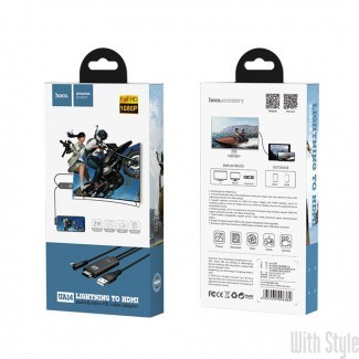 Кабель-переходник с Lightning на HDMI Hoco UA14 2м черный Кабель-переходник с Lightning на HDMI Hoco UA14 2м черный