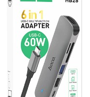 Кабель-переходник Hoco HB28 Type-C на HDMI/USB3.0/USB2.0/USB-C/MicroSD/SD серый