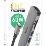 Кабель-переходник Hoco HB28 Type-C на HDMI/USB3.0/USB2.0/USB-C/MicroSD/SD серый