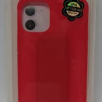 Накладка для i-Phone 12 mini 5.4" кожаная с держателем для руки красная