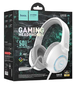 Стереонаушники полноразмерные Hoco W108 Sue Gaming с микрофоном белые Стереонаушники полноразмерные Hoco W108 Sue Gaming с микрофоном белые