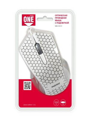 Мышь проводная с подсветкой Smartbuy ONE 334 USB/DPI 1000/3 кнопки/LED/1.4м белая (SBM-334-W) Мышь проводная с подсветкой Smartbuy ONE 334 USB/DPI 1000/3 кнопки/LED/1.4м белая (SBM-334-W)