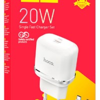 Сетевое зар. устр. Hoco N24 с шнуром Type-C на Type-C 1C 20W белое