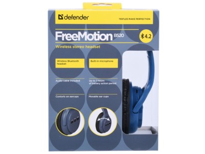 Стереонаушники Bluetooth полноразмерные Defender FreeMotion B520 BT4.2/7ч синие Стереонаушники Bluetooth полноразмерные Defender FreeMotion B520 BT4.2/7ч синие