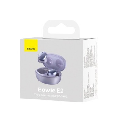 Мобильная Bluetooth-гарнитура Baseus Bowie E2 BT5.2/40mAh (300mAh)/5ч (NGTW090005) сиреневая Мобильная Bluetooth-гарнитура Baseus Bowie E2 BT5.2/40mAh (300mAh)/5ч (NGTW090005) сиреневая
