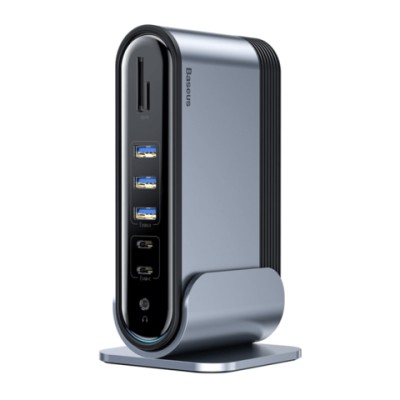 USB-концентратор Baseus, CAHUB-DG0G, Type-C, HDMI, TF, SD, USB 3.0, mini Jack 3.5 mm, RJ45 , VGA, US USB-концентратор Baseus, CAHUB-DG0G, Type-C, HDMI, TF, SD, USB 3.0, mini Jack 3.5 mm, RJ45 , VGA, USB 2, Type-C выход, цвет: темно-серый