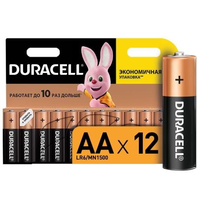 Батарейка алкалиновая Duracell Basic AA/LR6/BL12 Батарейка алкалиновая Duracell Basic AA/LR6/BL12