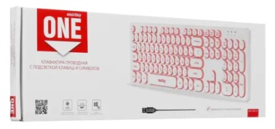 Клавиатура проводная Smartbuy ONE 328 USB/104+12 клавиш/Подсветка LED/1.5м, (SBK-328U-W) белая Клавиатура проводная Smartbuy ONE 328 USB/104+12 клавиш/Подсветка LED/1.5м, (SBK-328U-W) белая