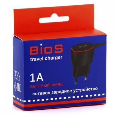 Сетевое зар. устр. BIOS MicroUSB 1A черное Сетевое зар. устр. BIOS MicroUSB 1A черное