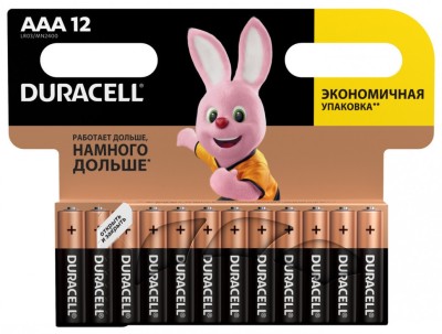 Батарейка алкалиновая Duracell Basic AAA/LR03/BL12 Батарейка алкалиновая Duracell Basic AAA/LR03/BL12