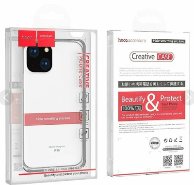 Накладка для i-Phone 15 Pro Hoco Light силикон тонкий прозрачный Накладка для i-Phone 15 Pro Hoco Light силикон тонкий прозрачный