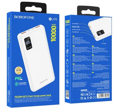 Powerbank Hoco J69 10000mAh 2USB/1C PD3.0/QC3.0 3A 18W/18W с дисплеем белый Powerbank Hoco J69 10000mAh 2USB/1C PD3.0/QC3.0 3A 18W/18W с дисплеем белый