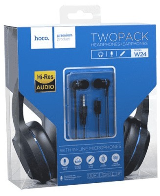 Стереонаушники Bluetooth полноразмерные HOCO W24 Enlighten с микрофоном 1.2м синие Стереонаушники Bluetooth полноразмерные HOCO W24 Enlighten с микрофоном 1.2м синие