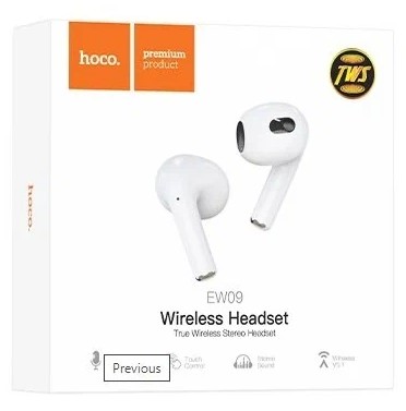 Беспроводные наушники TWS Hoco EW09 BT5.1/30mAh/3.5ч белые Беспроводные наушники TWS Hoco EW09 BT5.1/30mAh/3.5ч белые