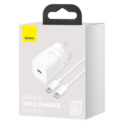 Сетевое зар. устр. Baseus Super Si Quick Charger 1C 25W 1м EU (TZCCSUP-L02) белое Сетевое зар. устр. Baseus Super Si Quick Charger 1C 25W 1м EU (TZCCSUP-L02) белое
