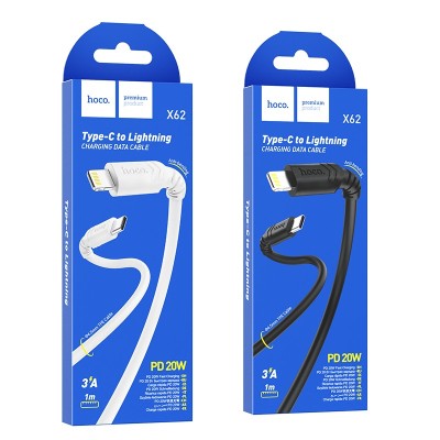 Usb Кабель-зарядка Type-C на Lightning Hoco X62 Fortune 3A 20W 1м силиконовый белый Usb Кабель-зарядка Type-C на Lightning Hoco X62 Fortune 3A 20W 1м силиконовый белый