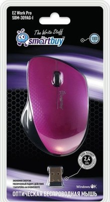 Мышь беспроводная Smartbuy 309AG USB/DPI 1000/3 кнопки/1AA (SBM-309AG-I) розово-черная Мышь беспроводная Smartbuy 309AG USB/DPI 1000/3 кнопки/1AA (SBM-309AG-I) розово-черная