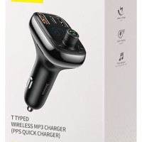 FM трансмиттер Baseus T-Typed Bluetooth MP3 Charger 1USB (CCTM-B01) черный