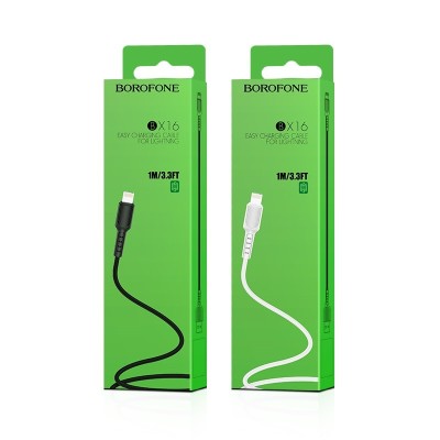 Usb Кабель-зарядка Lightning Borofone BX16 Easy 2.4A 1м силиконовый чёрный Usb Кабель-зарядка Lightning Borofone BX16 Easy 2.4A 1м силиконовый чёрный