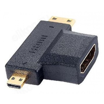 Переходник HDMI (мама) - microHDMI (папа)-miniHDMI (папа) Perfeo (A7006) Переходник HDMI (мама) - microHDMI (папа)-miniHDMI (папа) Perfeo (A7006)