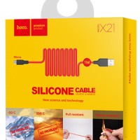 Usb Кабель-зарядка Micro Hoco X21 2A 1м мягкий силиконовый красный