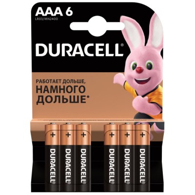 Батарейка алкалиновая Duracell Basic AAA/LR03/BL6 Батарейка алкалиновая Duracell Basic AAA/LR03/BL6