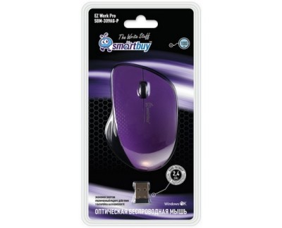 Мышь беспроводная Smartbuy 309AG USB/DPI 1000/3 кнопки/1AA (SBM-309AG-P) фиолет/черный Мышь беспроводная Smartbuy 309AG USB/DPI 1000/3 кнопки/1AA (SBM-309AG-P) фиолет/черный