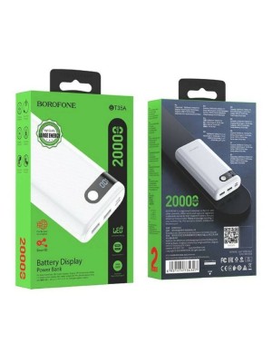 Powerbank Borofone BT35A 20000mAh 2USB 2A с дисплеем белый Powerbank Borofone BT35A 20000mAh 2USB 2A с дисплеем белый