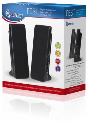 Акустическая система 2.0 Smartbuy Fest (SBA-2500) 2х2Вт пластик черная Акустическая система 2.0 Smartbuy Fest (SBA-2500) 2х2Вт пластик черная