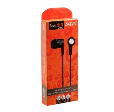 Наушники с микрофоном Faison X30 Drops 1.2м черные Наушники с микрофоном Faison X30 Drops 1.2м черные