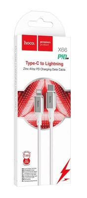 Usb Кабель-зарядка Type-C на Lightning Hoco X66 Howdy 20W 1м силиконовый белый Usb Кабель-зарядка Type-C на Lightning Hoco X66 Howdy 20W 1м силиконовый белый
