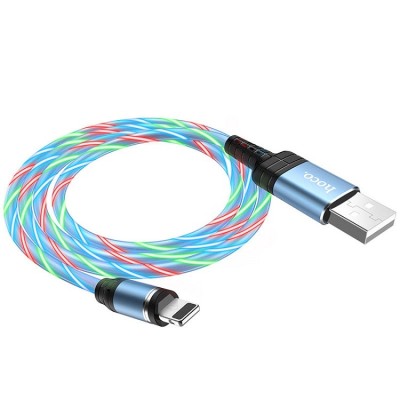 Usb Кабель-зарядка магнитный Lightning Hoco U90 Ingenious 2A 1м светящийся силиконовый синий Usb Кабель-зарядка магнитный Lightning Hoco U90 Ingenious 2A 1м светящийся силиконовый синий