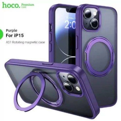 Накладка для i-Phone 15 Hoco Stand Magnetic матово-прозрачный фиолетовый с кольцом 360° Накладка для i-Phone 15 Hoco Stand Magnetic матово-прозрачный фиолетовый с кольцом 360°