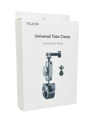 Универсальное крепление-зажим Telesin Universal Tube Clamp GP-HBM-001 для экшн-камер Универсальное крепление-зажим Telesin Universal Tube Clamp GP-HBM-001 для экшн-камер. Вращающаяся на 360 градусов конструкция, двойная шаровая головка, более гибкая, может соответствовать любому положению камеры.
 Шаровая головка из алюминиевого сплава эффективно снижает вибрацию при стрельбе.
 Противоскользящее резиновое кольцо устойчиво и прочно.
 Конструкция бионического крабового когтя увеличивает износостойкое внутреннее кольцо для более надежного захвата.
 Зажимы-горошки прочные и долговечные.
 Свободно переключайте разъем, широкий спектр адаптации.
Материал: пластик + алюминиевый сплав.
Максимальная нагрузка: 10 кг.