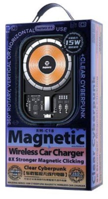 Держатель c беспроводной зарядкой в воздуховод Remax RM-C18 15W магнитный черный Держатель c беспроводной зарядкой в воздуховод Remax RM-C18 15W магнитный черный
